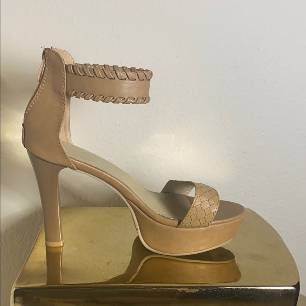 Camel Platform Open Toe Heels - Picture 3 of 5
